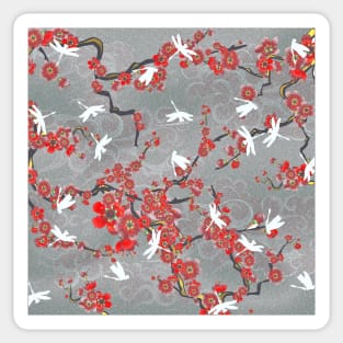 Red Spring Blossoms Sticker